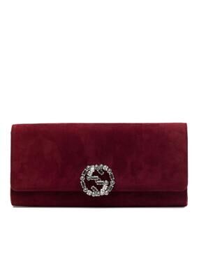 Gucci Suede Crystals Broadway Clutch #355941G56B